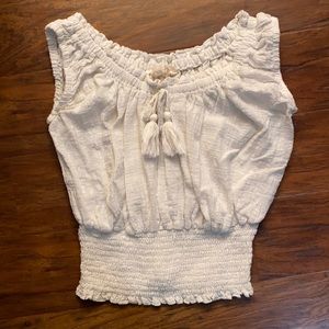 White crop, synch waist top